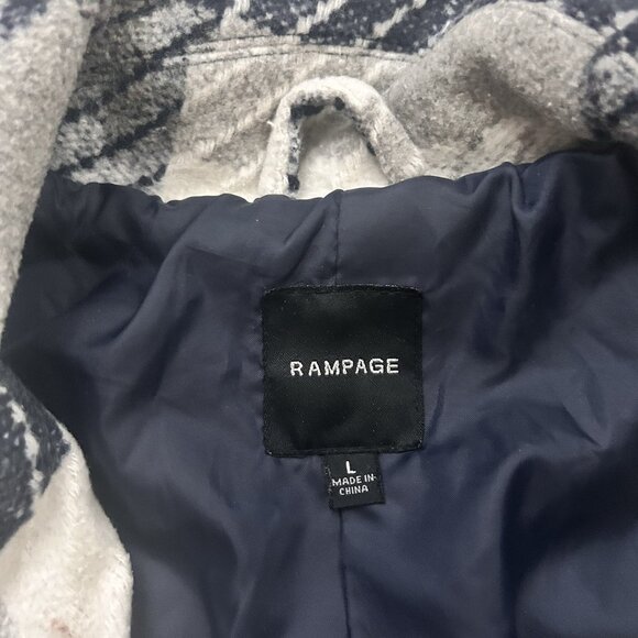 RAMPAGE Button Double Breasted Navy Plaid Coat Jacket Women's Large - Picture 6 of 9